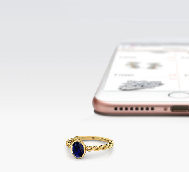 Wave Blue Sapphire Birthstone Ring