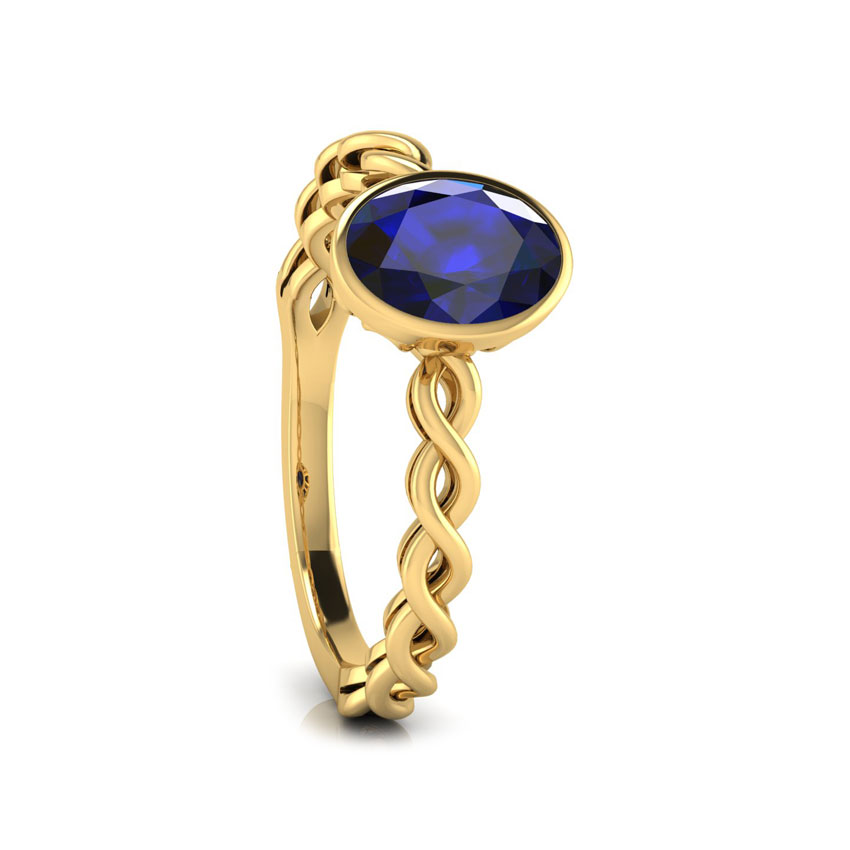 Wave Blue Sapphire Birthstone Ring