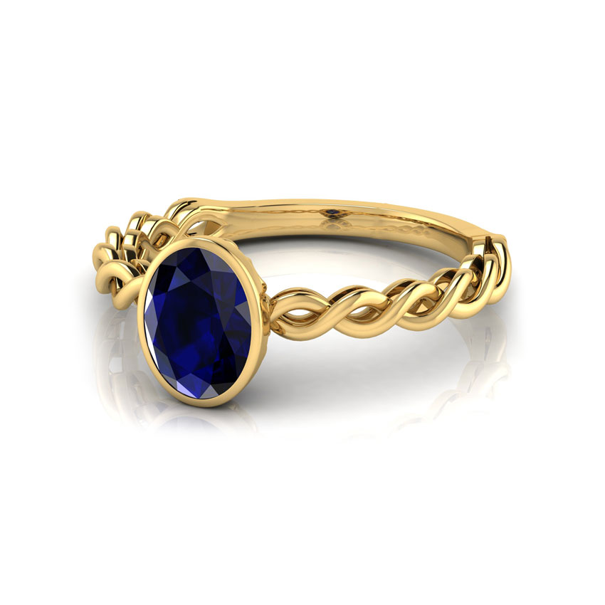 Wave Blue Sapphire Birthstone Ring