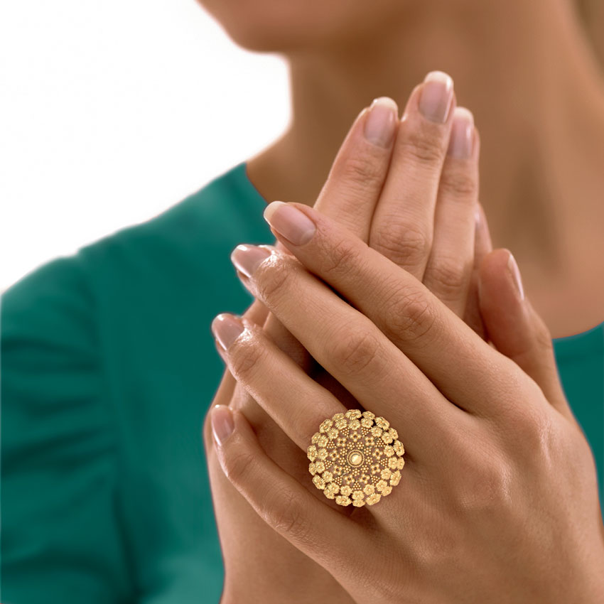 Gold Rings 22 Karat Yellow Gold Ornate Bloom Ring