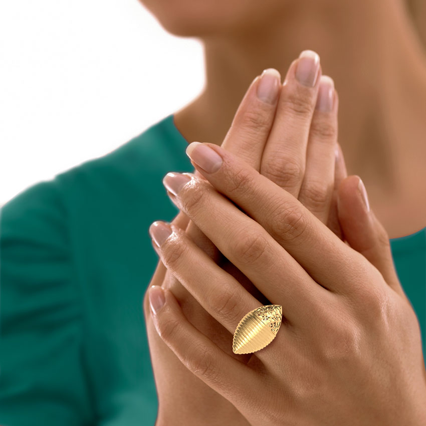 Marquise Cutwork Gold Ring