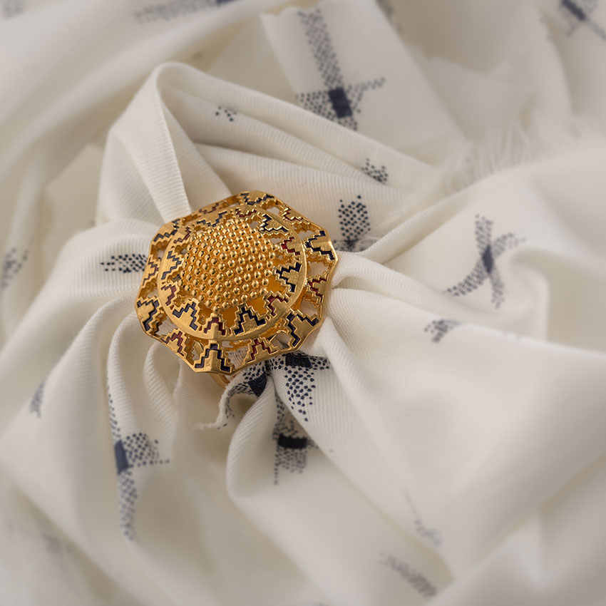 Grainy Hex Gold Ring Grainy Hex Gold Ring