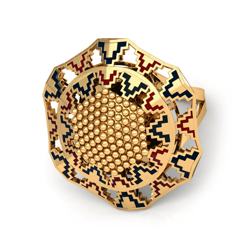 Grainy Hex Gold Ring Grainy Hex Gold Ring