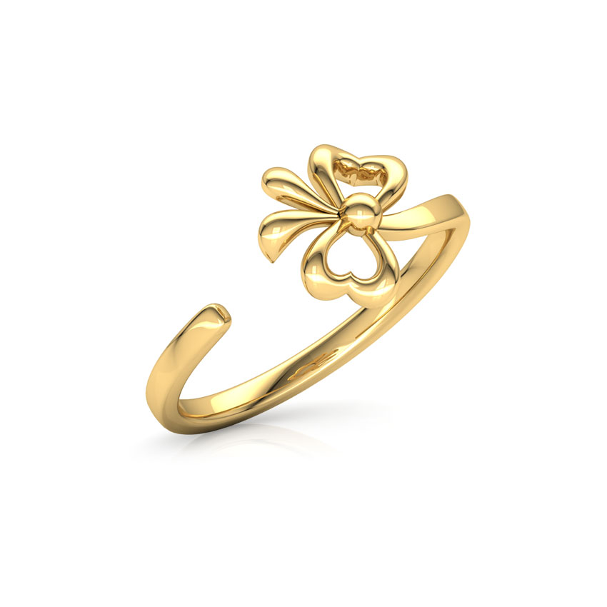 Gold Rings 14 Karat Yellow Gold Bow Midi Gold Ring