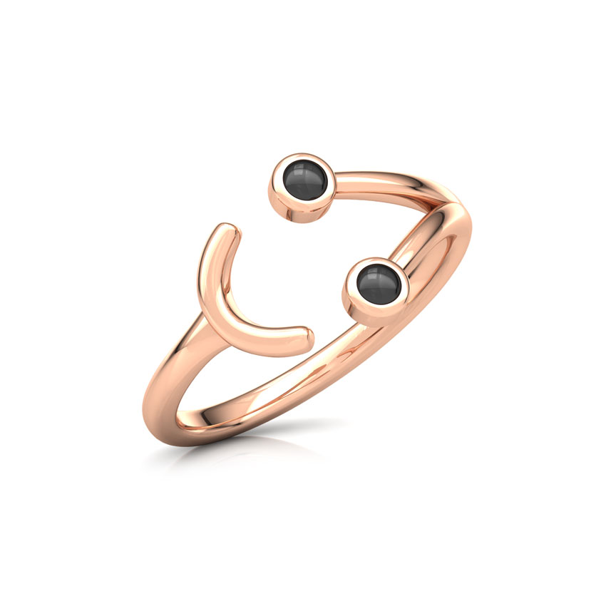 Gold Rings 14 Karat Rose Gold Smiley Midi Gold Ring