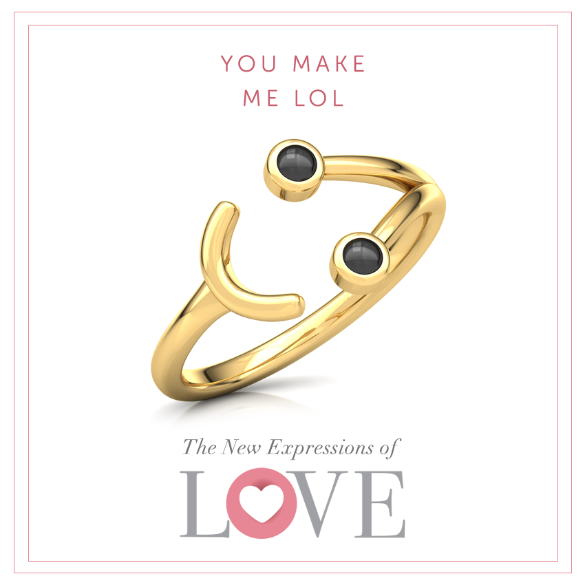 Gold Rings 14 Karat Yellow Gold Smiley Midi Gold Ring