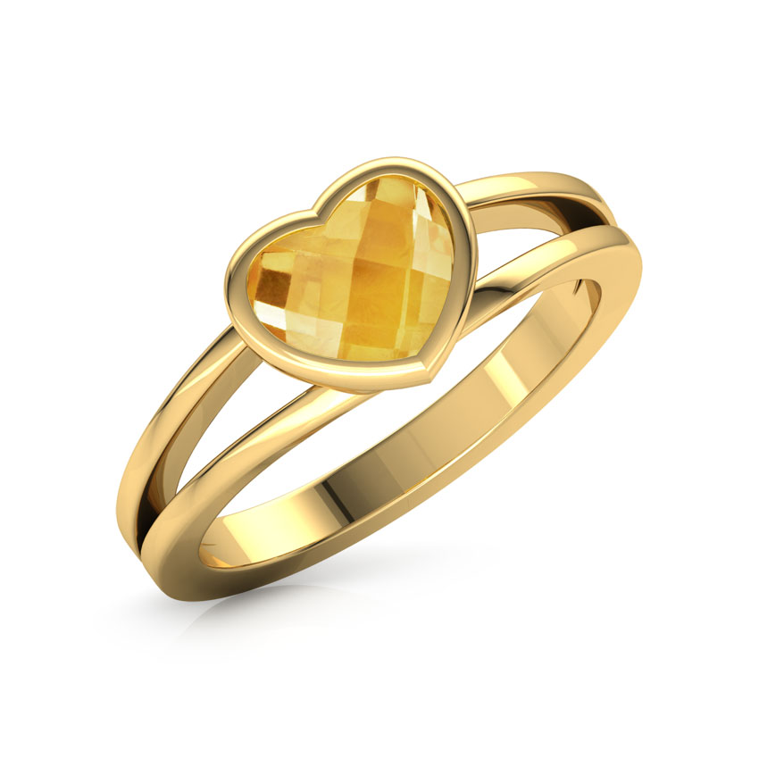 Blazing Citrine Heart Ring