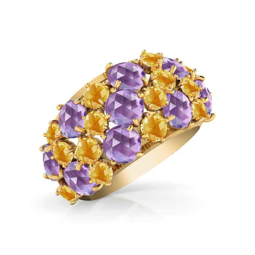 Glam Amethyst & Citrine Ring