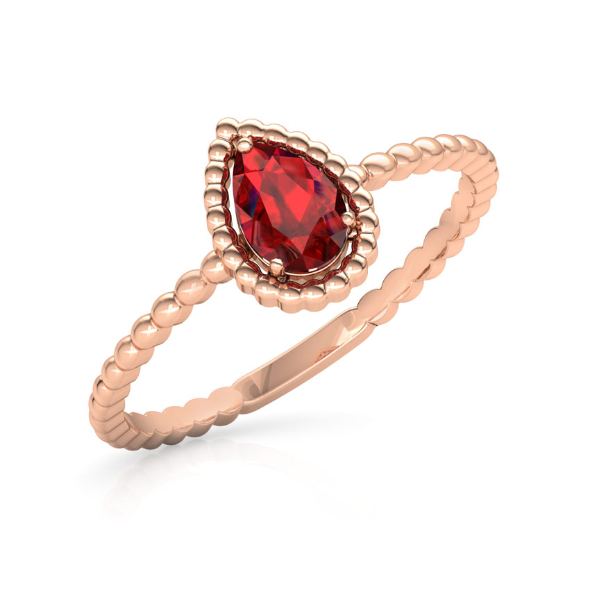 Gold Rings 18 Karat Rose Gold Garnet Pear Gemstone Ring