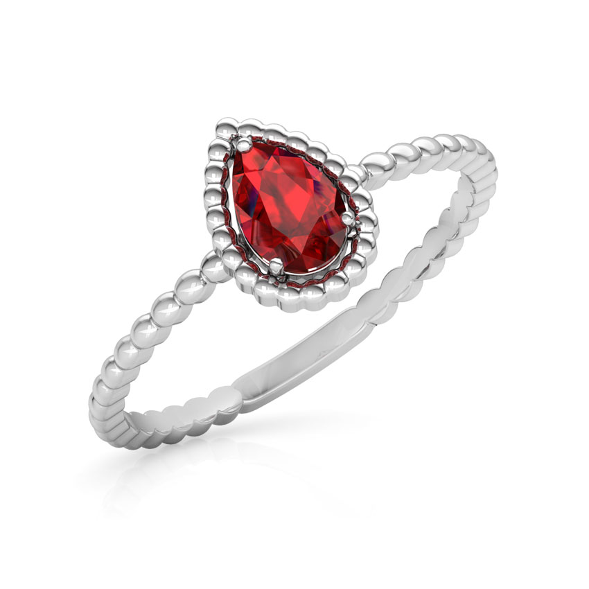 Gold Rings 14 Karat White Gold Garnet Pear Gemstone Ring