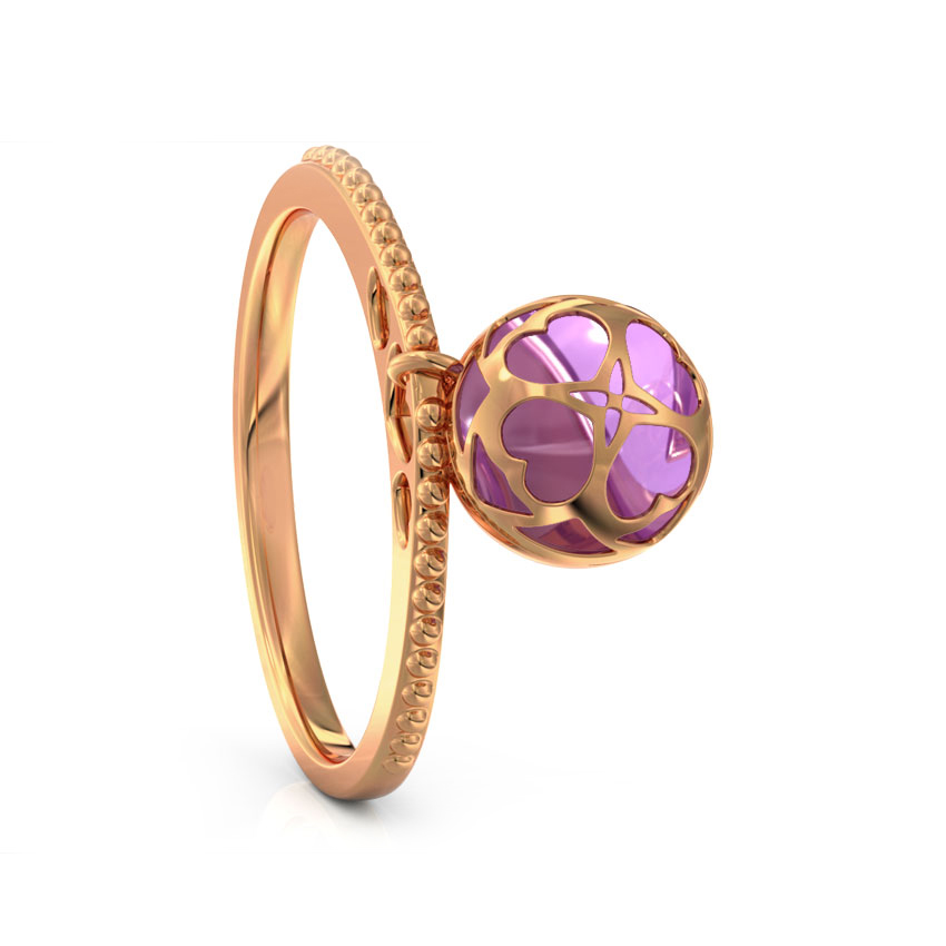 Amethyst Orb Heart Gemstone Ring
