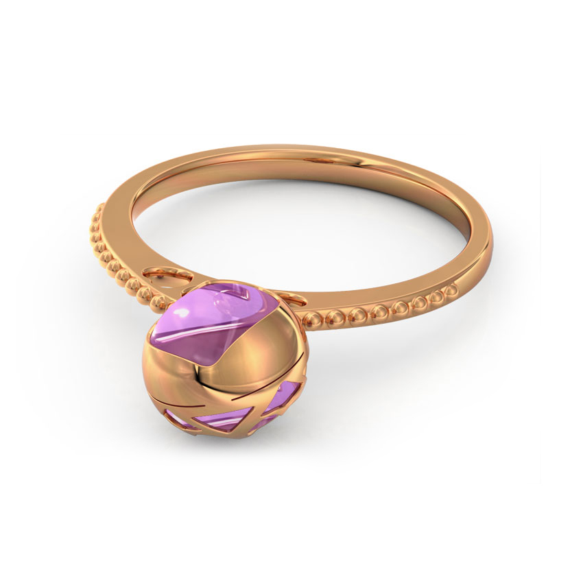 Amethyst Orb Heart Gemstone Ring