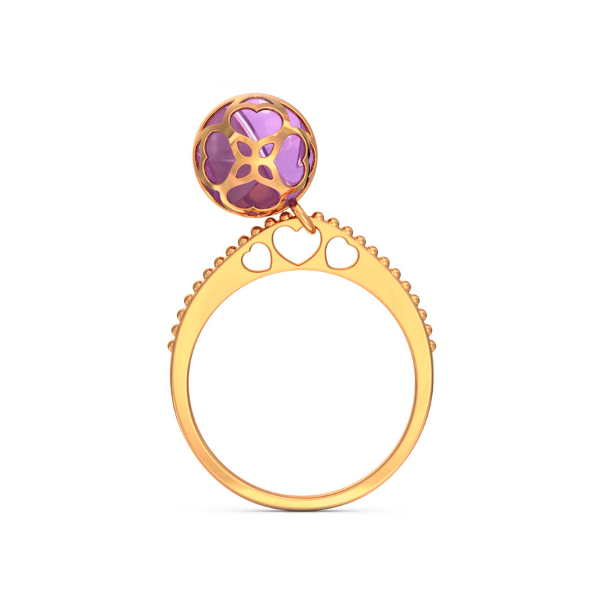 Amethyst Orb Heart Gemstone Ring