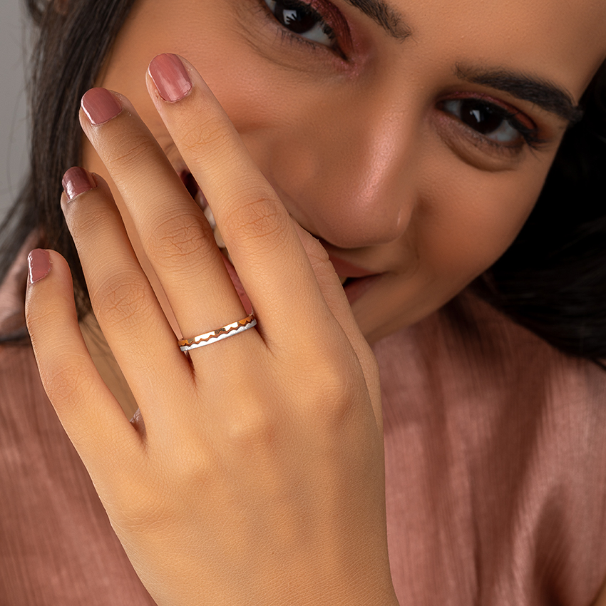 Gold Rings Platinum 950, 18 Karat Two Tone Gold Stacey Platinum Band