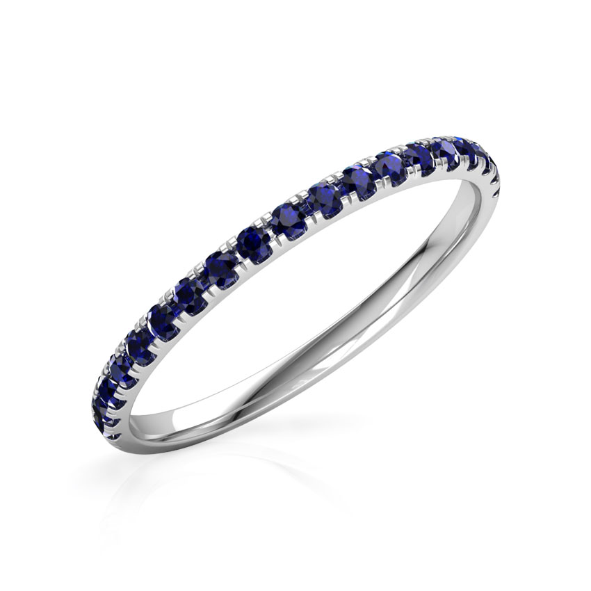 Gold Rings 18 Karat White Gold Azure Linear Gemstone Ring