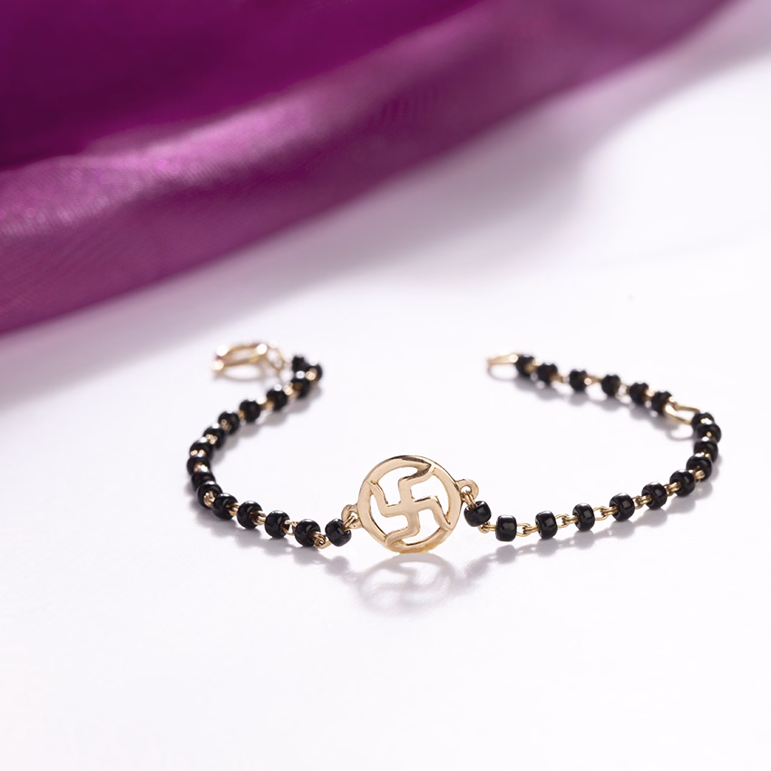 Gold Bracelets 18 Karat Yellow Gold Swastik Baby Nazaria Gold Bracelet