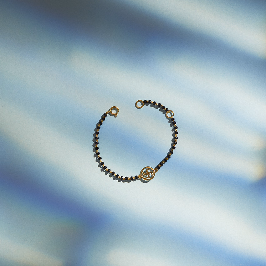Gold Bracelets 18 Karat Yellow Gold Swastik Baby Nazaria Gold Bracelet