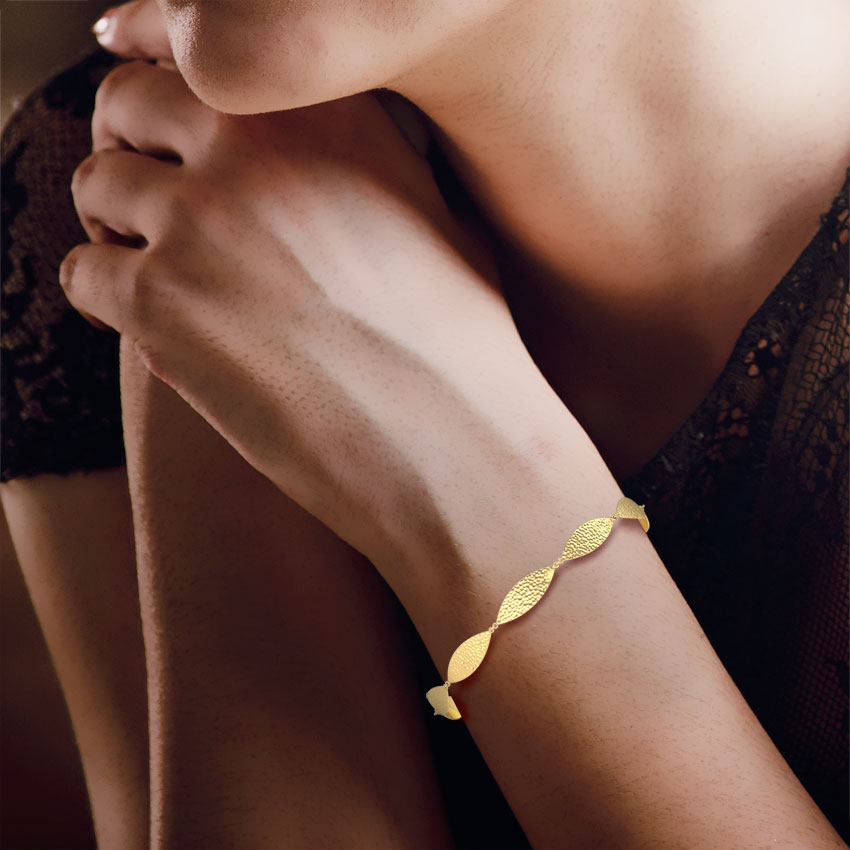 Gold Bracelets 22 Karat Yellow Gold Christa Hammered Gold Bracelet
