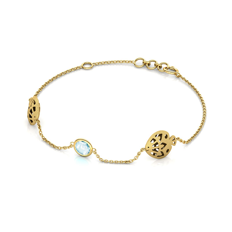 Gold Bracelets 18 Karat Yellow Gold Matsya Intricate Gemstone Bracelet