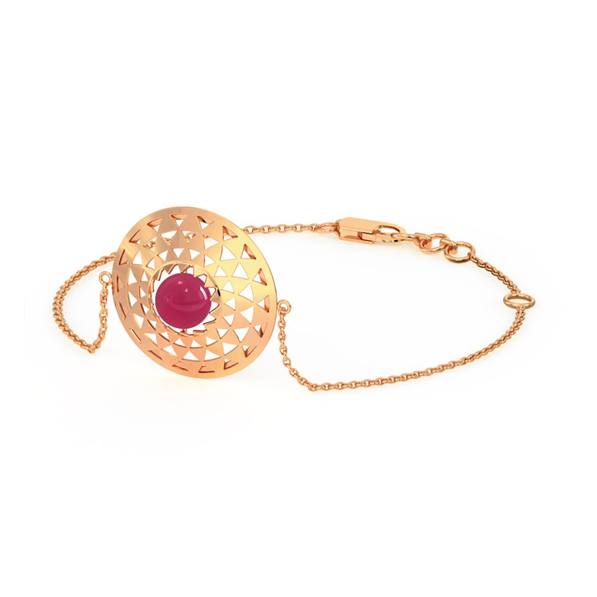 Gold Bracelets 18 Karat Rose Gold Symmetric Ornate Gemstone Bracelet