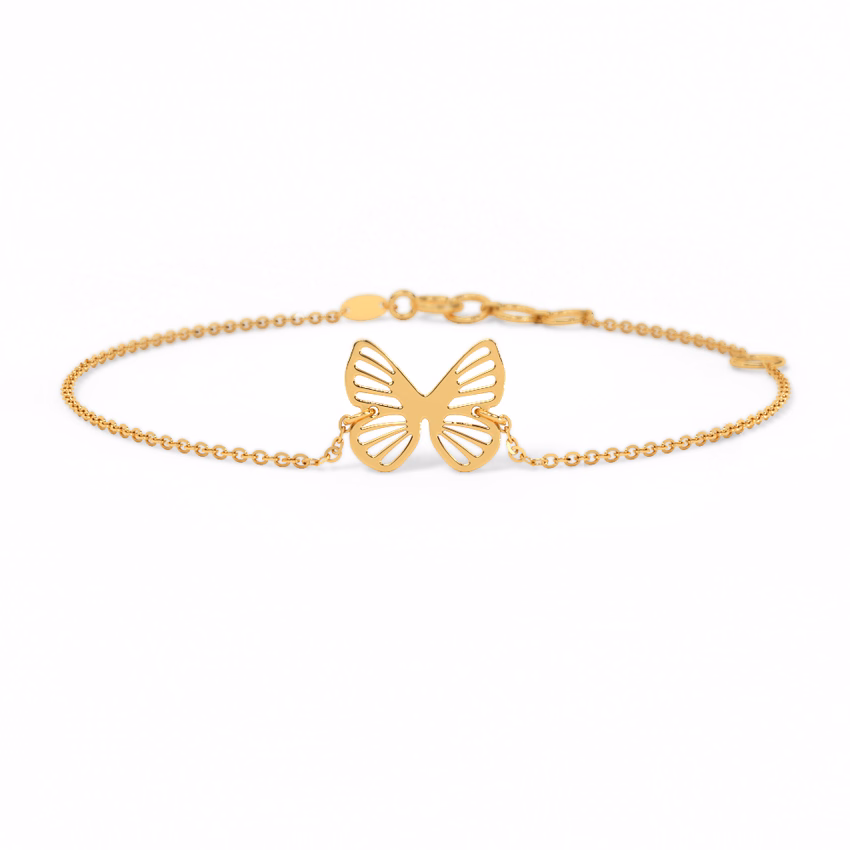 Gold Bracelets 14 Karat Yellow Gold Cutout Butterfly Gold Bracelet