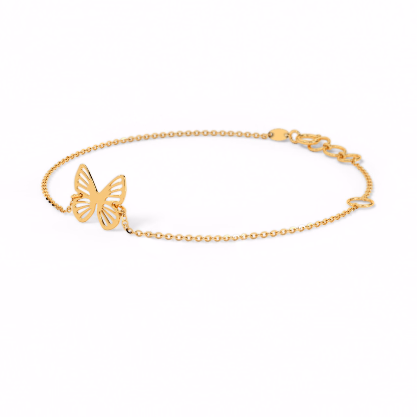 Gold Bracelets 14 Karat Yellow Gold Cutout Butterfly Gold Bracelet