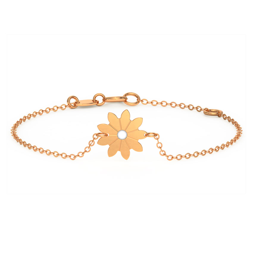 Gold Bracelets 14 Karat Rose Gold Pearly Blossom Gold Bracelet