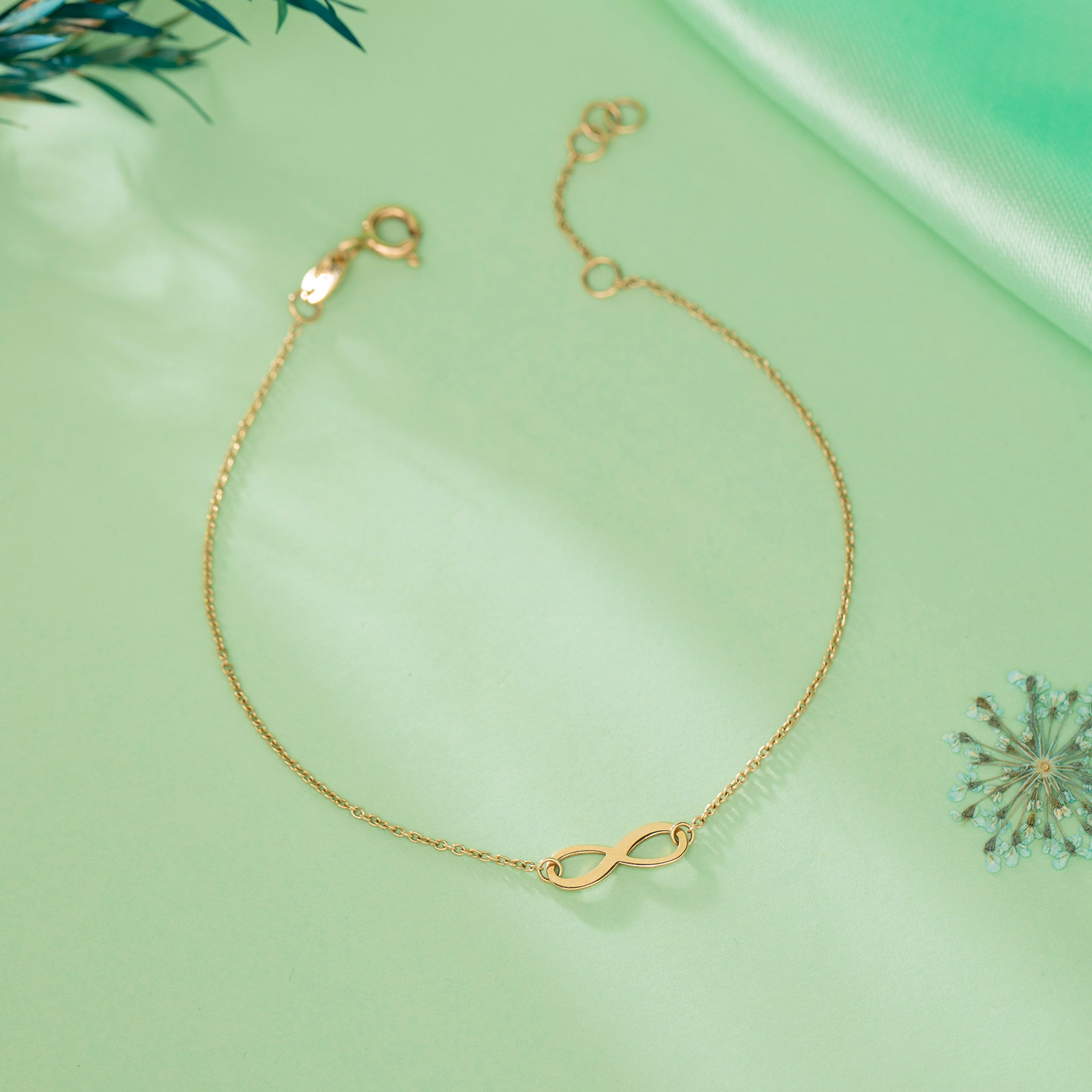 Gold Bracelets 14 Karat Yellow Gold Minimalistic Infinity Gold Bracelet
