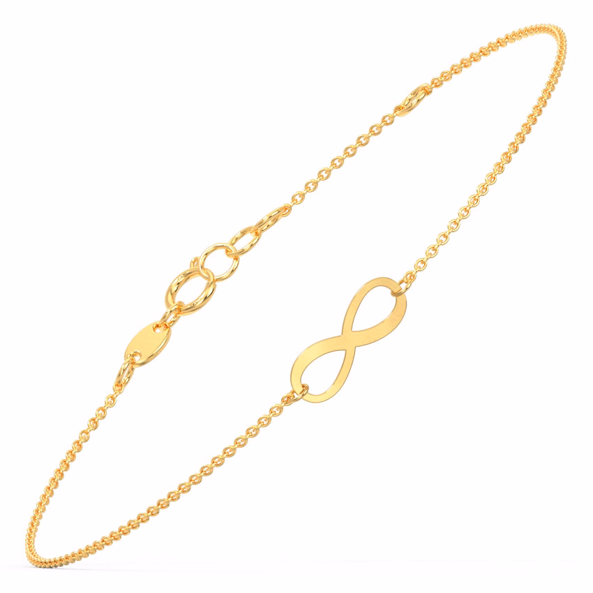 Gold Bracelets 14 Karat Yellow Gold Minimalistic Infinity Gold Bracelet