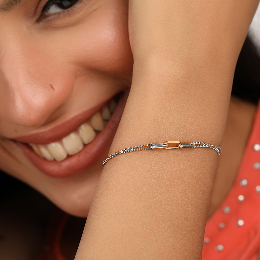 Platinum,Gold Bracelets Platinum 950, 18 Karat Two Tone Gold Nova Linked Platinum Bracelet