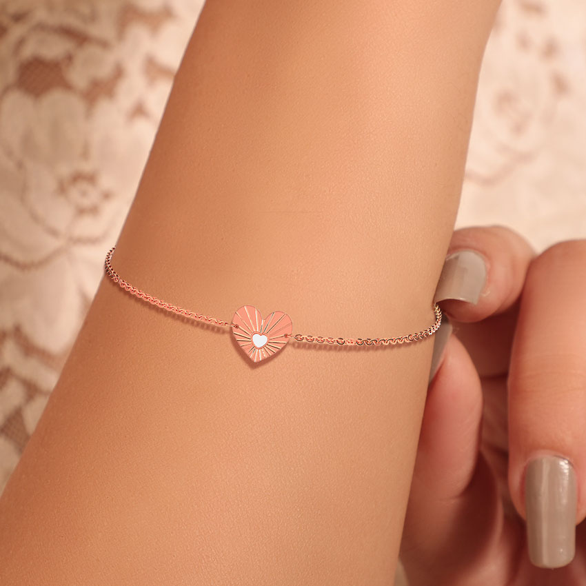 Gold Bracelets 14 Karat Rose Gold Forever Love Gold Bracelet
