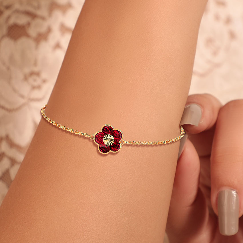 Gold Bracelets 14 Karat Yellow Gold Pearly Floret Reversible Gold Bracelet