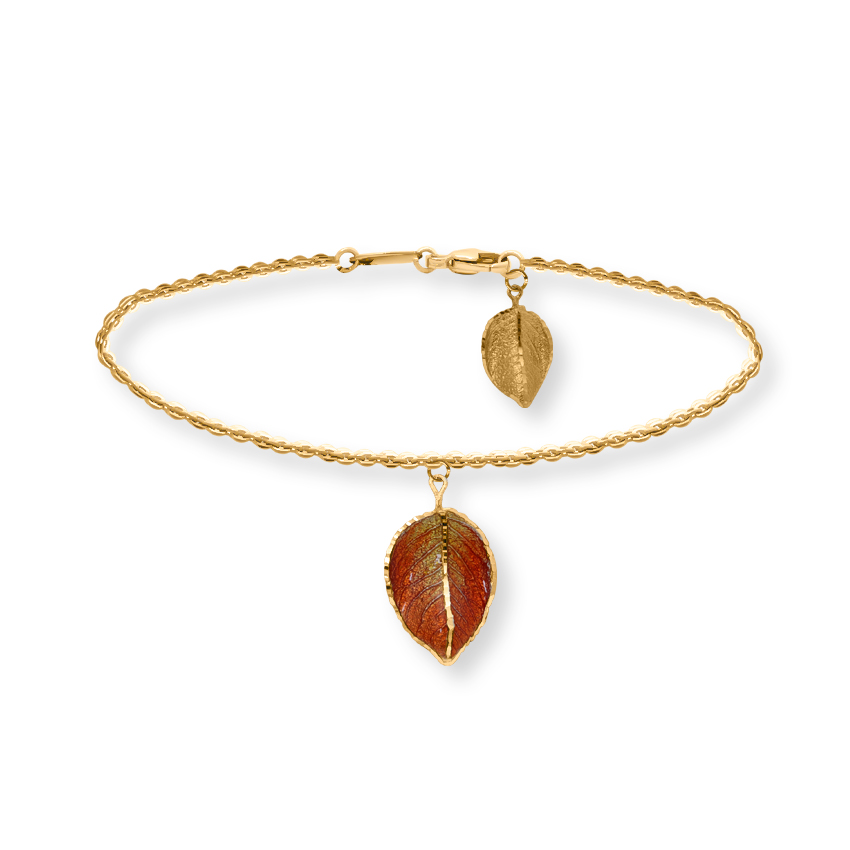 Gold Bracelets 14 Karat Yellow Gold Swaying Leaf Gold Bracelet