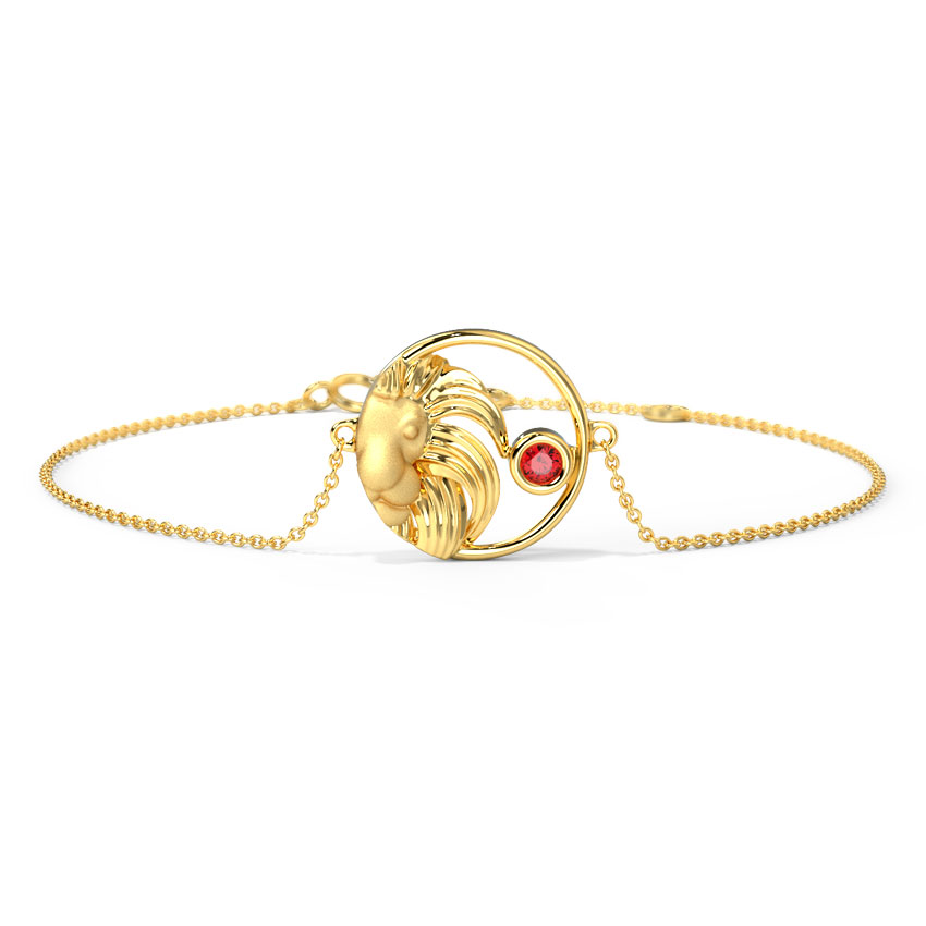 Gold,Gemstone Bracelets 14 Karat Yellow Gold Fearless Leo Zodiac Gemstone Bracelet
