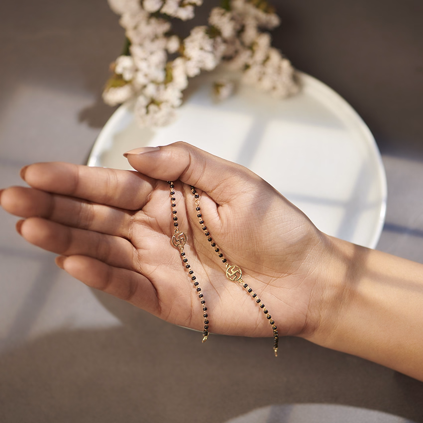 Gold Bracelets 18 Karat Yellow Gold Swastik Baby Nazaria Gold Bracelet Set of 2