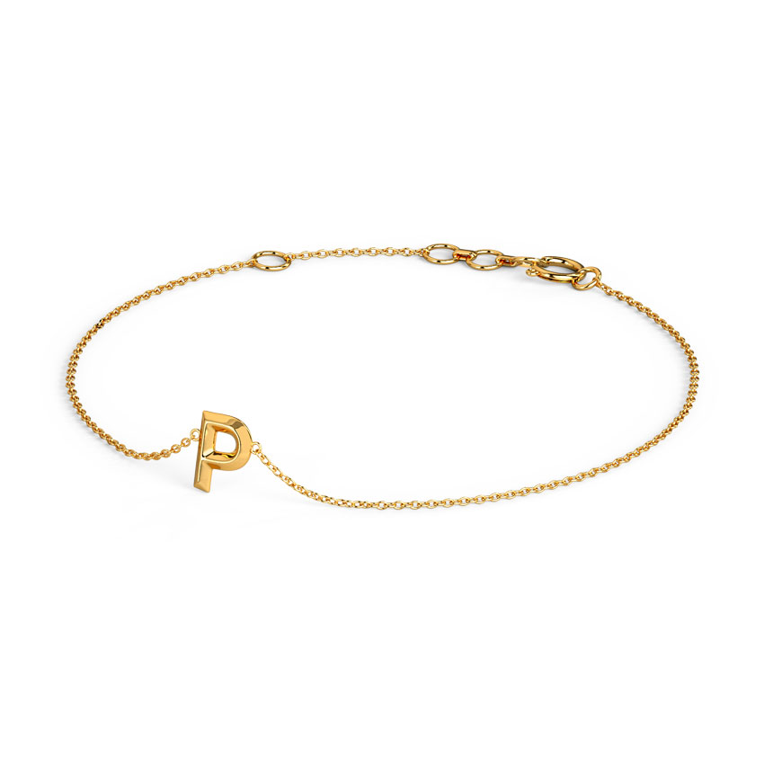 Bold Gold Alphabet P Bracelet