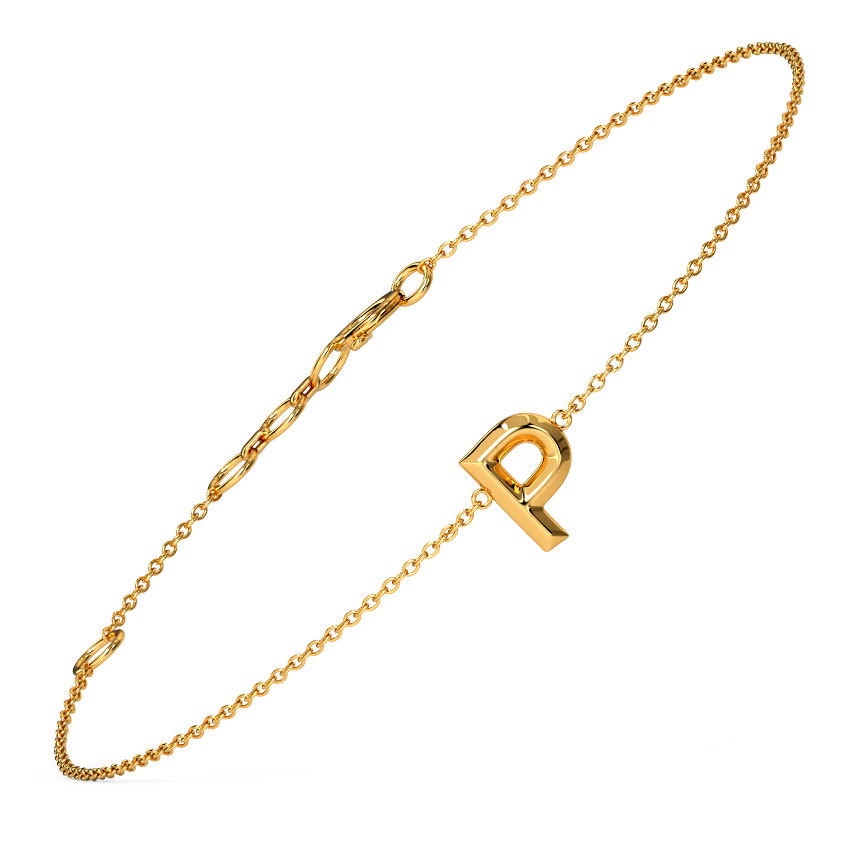 Bold Gold Alphabet P Bracelet