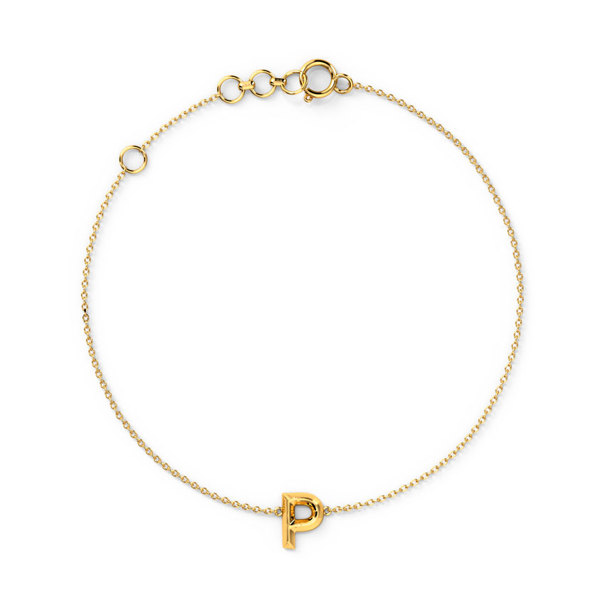 Bold Gold Alphabet P Bracelet