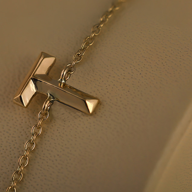 Bold Gold Alphabet T Bracelet