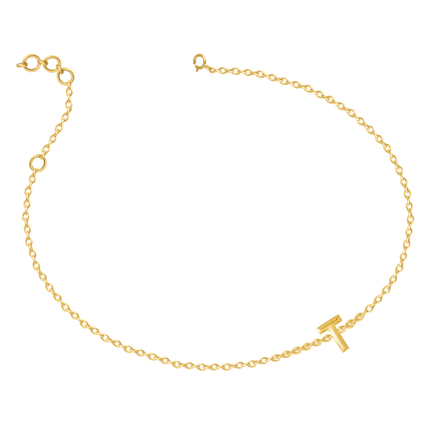Bold Gold Alphabet T Bracelet