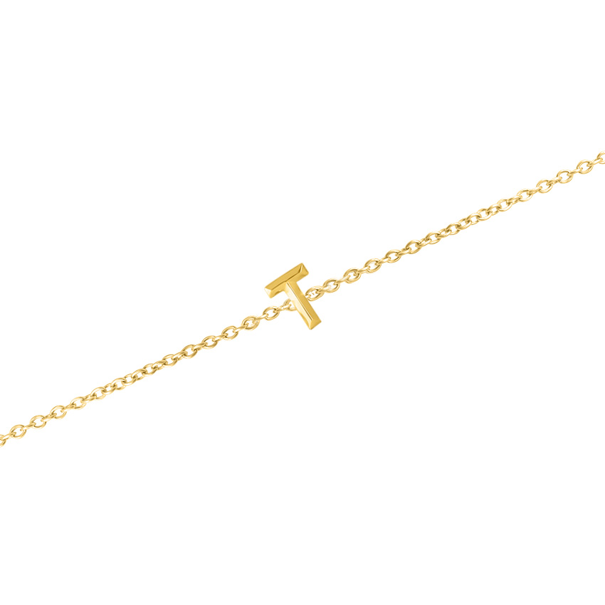 Bold Gold Alphabet T Bracelet