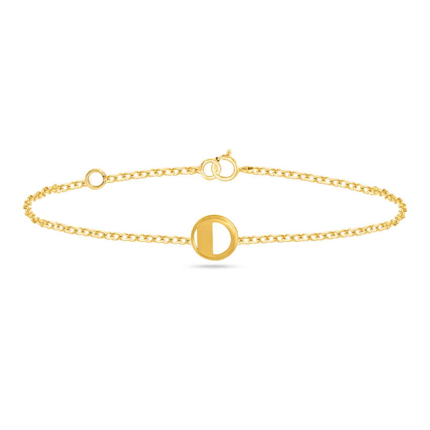 Gold Bracelets 14 Karat Yellow Gold Artsy Gold Alphabet D Bracelet