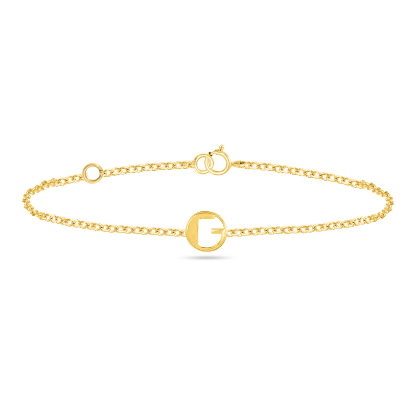 Gold Bracelets 14 Karat Yellow Gold Artsy Gold Alphabet G Bracelet