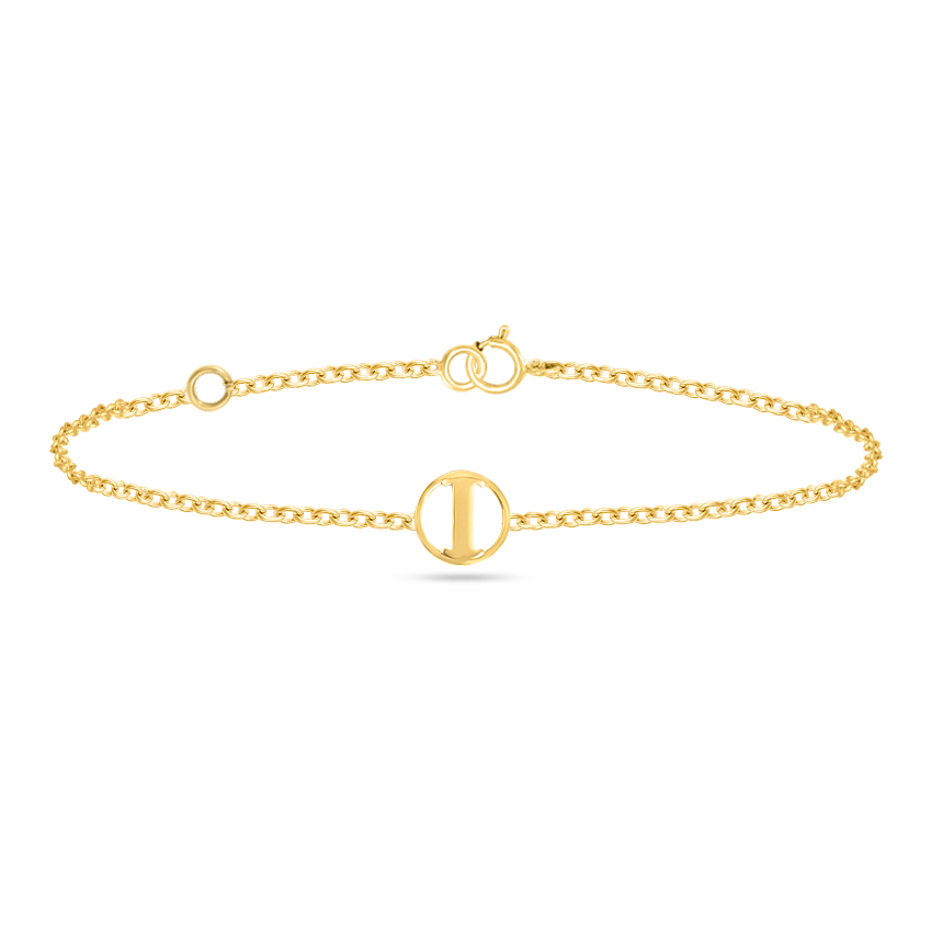 Gold Bracelets 14 Karat Yellow Gold Artsy Gold Alphabet I Bracelet