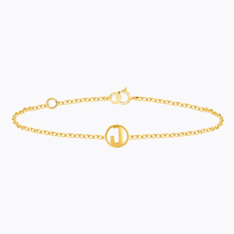 Gold Bracelets 14 Karat Yellow Gold Artsy Gold Alphabet J Bracelet