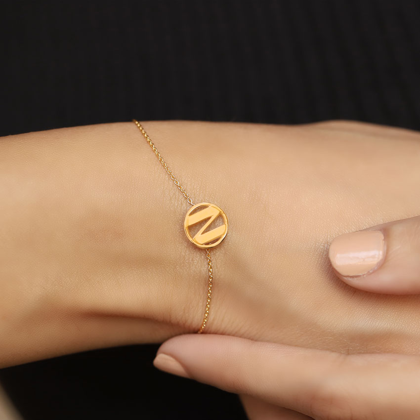Artsy Gold Alphabet N Bracelet