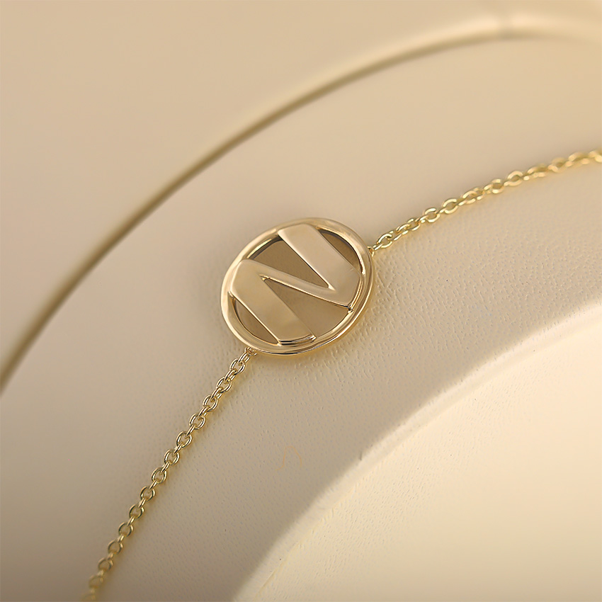 Artsy Gold Alphabet N Bracelet