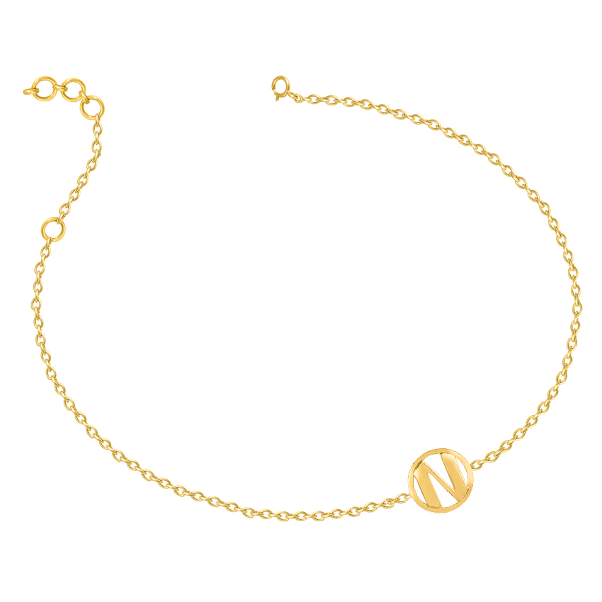 Artsy Gold Alphabet N Bracelet