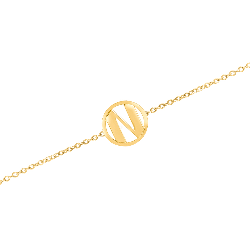 Artsy Gold Alphabet N Bracelet
