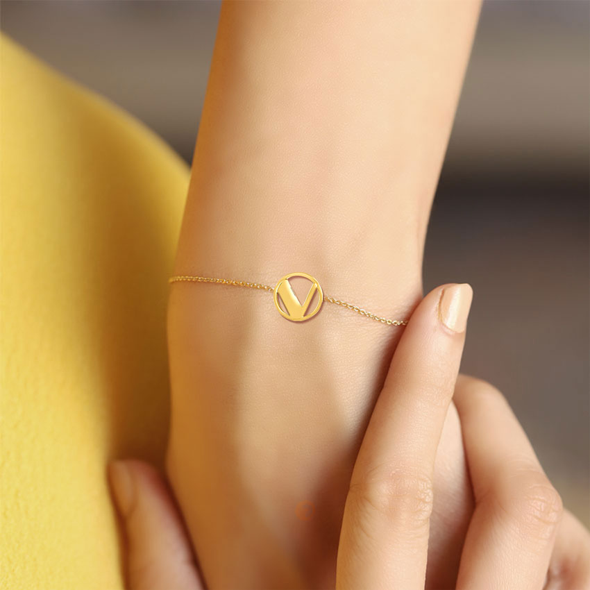 Artsy Gold Alphabet V Bracelet